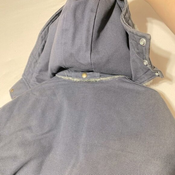 Vintage Mark’s Work Wearhouse Blue Canvas Down Filled Winter Utility Work Coat M - Picture 10 of 16